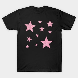 Light Pink Faux Glitter Stars T-Shirt